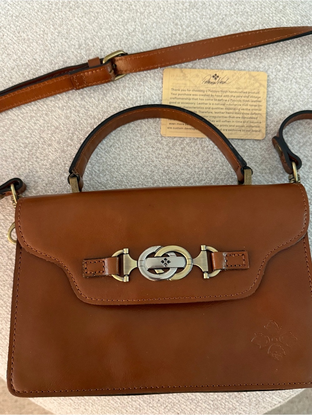 EUC Patricia Nash Heritage Porcili Brown Leather Top-Handle Bag Satchel Purse